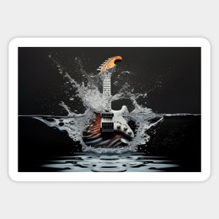 Commercial Guitar Art With Water Splashing Sticker